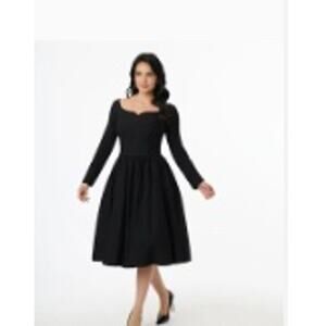 Unique Vintage Women's 1950s Pleated Bust Swing Dress Sz L #19